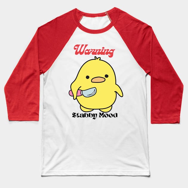 Warning: Stabby Mood Baseball T-Shirt by Valley of Oh